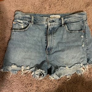 Abercrombie “the mom” high rise denim shorts